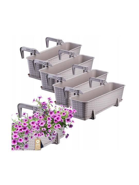 Kadax Balcony Box Planter 60cm Handles Base Caramel 4pcs Kadax Balcony Box Planter 60cm Handles Base Caramel 4pcs