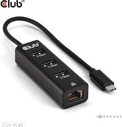 Club3D USB Хъб с 3 Порта (USB-C) + LAN CSV-1549