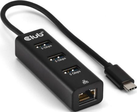 Club3D 3-Port USB 2.0 Hub with USB-C Connection Ethernet