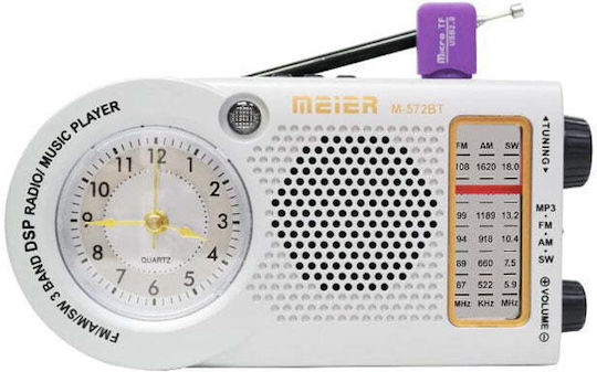 Meier M-572BT Φορητό Ραδιόφωνο Επαναφορτιζόμενο με Bluetooth Ασημί
