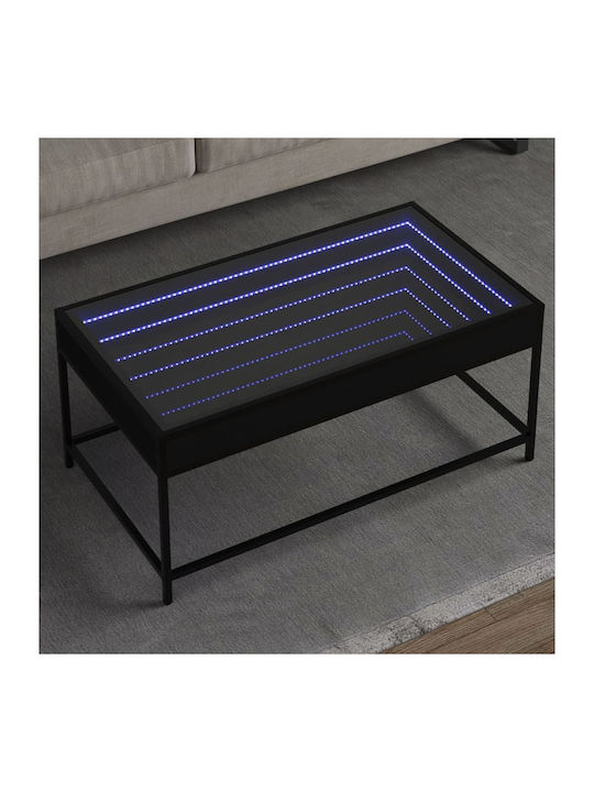 Rectangular Coffee Table Glass Black L90xW50xH41cm