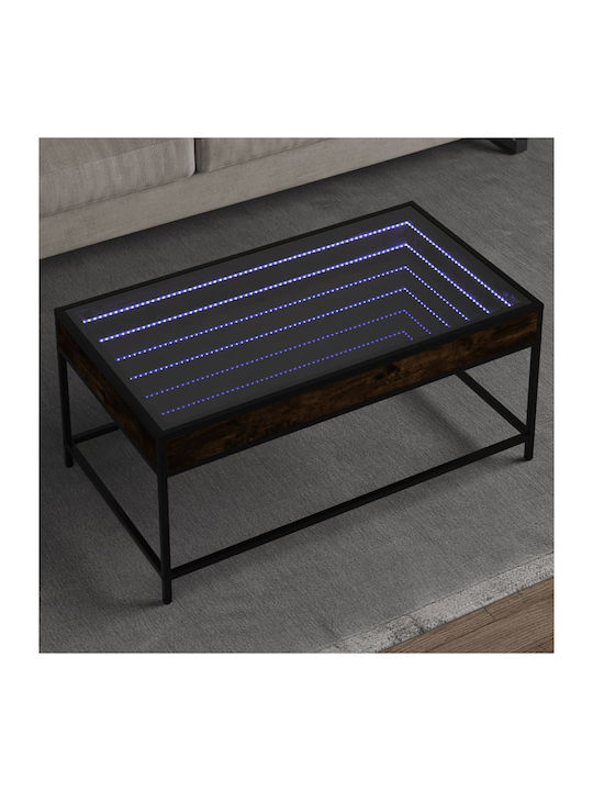 Rectangular Coffee Table Glass Smoky Oak L90xW5...