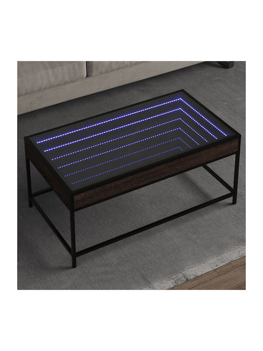 Rectangular Central Glass Coffee Table Brown Oa...