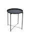 Round Side Table Black Checkmate L42xW42xH52cm