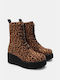 Double-Sole Ankle Boots with Zipper 4321813-Animal Print