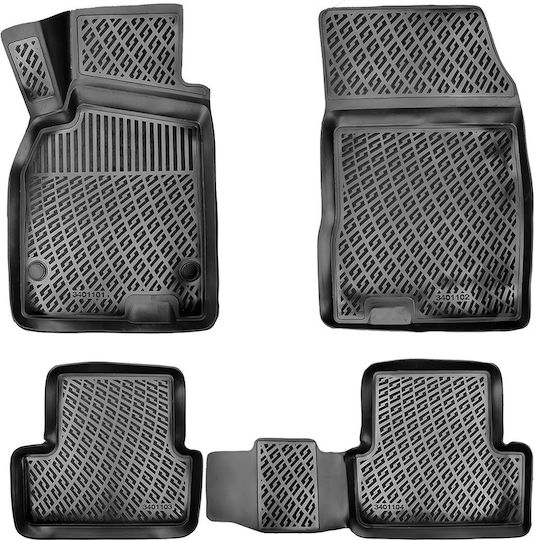 Umbrella Set of Front and Rear Mats 4pcs for Renault Fluence 2009+ Black