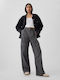 High-Waisted Cargo Baggy Trousers Soft Black