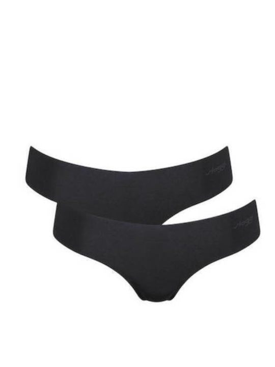Microfibre H Hipstring Γυναικεία String 2Pack χωρίς Ραφές Μαύρο