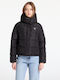 Women's Short Puffer Jacket for Winter with Hood Black