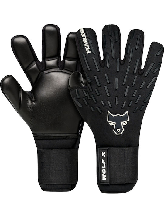 Fearless Goalkeepers Wolf X Mănuși portar Adulți & de Copii Negre