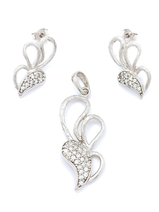 PS Silver Set mit Ohrringe & Anhänger aus Silber mit Steinen
