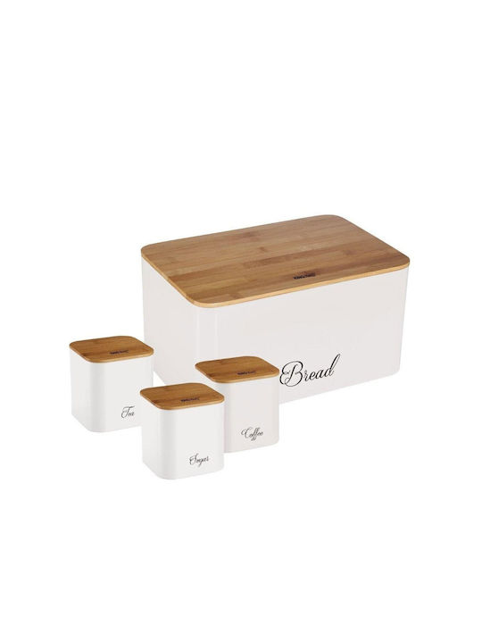 KING Hoff Bamboo Bread Box White