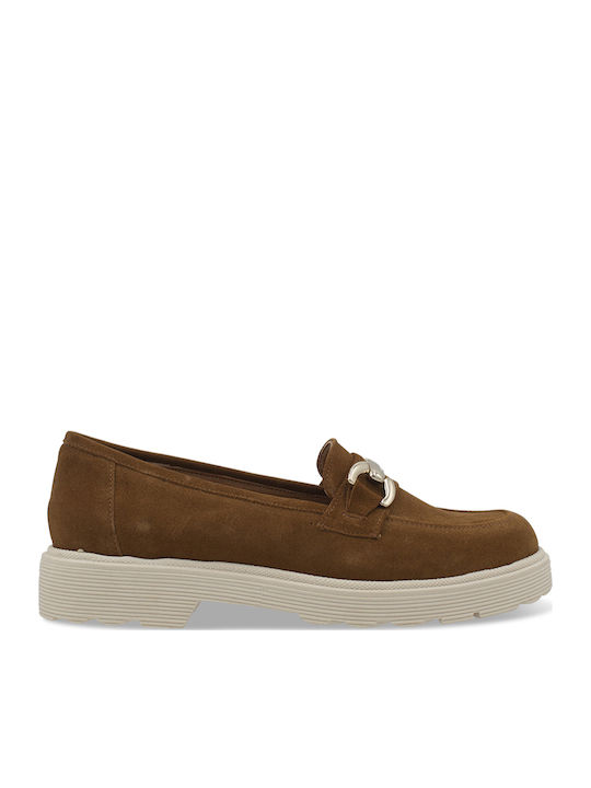 Δερμάτινα Γυναικεία Loafers σε Καφέ Χρώμα