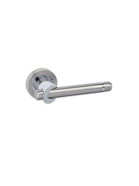 Best Design Lever Front Door with Rosette 030574 Pair with Rosette Nickel Matt