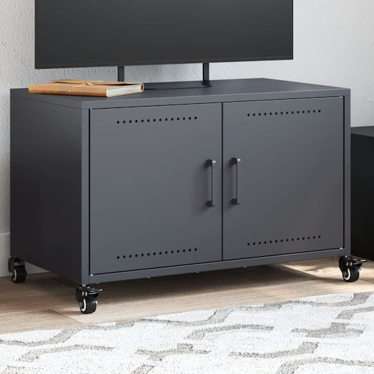 TV-Ständer Metall mit Rädern Anthrazit M68xT39xH43,5cm