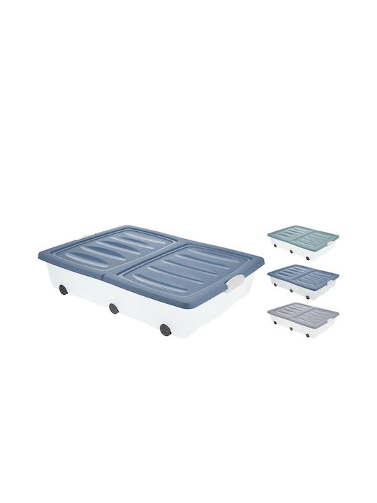 Plastic Storage Box with Wheels and Lid White 80x60x17cm 1pcs