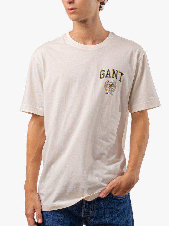 Gant Ανδρικό T-shirt Κοντομάνικο Cream