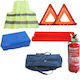 Kit de siguranță auto aprobat constând într-un kit de prim ajutor, extinctor de 1 kg, manometru, 2 triunghiuri reflectorizante, vestă reflectorizantă, geantă