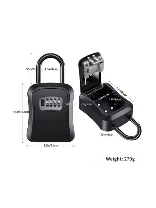 Wall Key Box PVC Metal Door with Combination 9.2x4.2x11.6cm