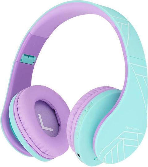 PowerLocus P2 Kids Ασύρματα / Ενσύρματα Παιδικά Over Ear Ακουστικά με Ραδιόφωνο με 20 ώρες Λειτουργίας Blue-Purple