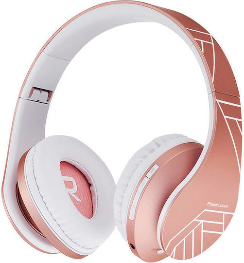 PowerLocus P2 Kids Ασύρματα / Ενσύρματα Παιδικά Over Ear Ακουστικά με Ραδιόφωνο με 20 ώρες Λειτουργίας Rose Gold