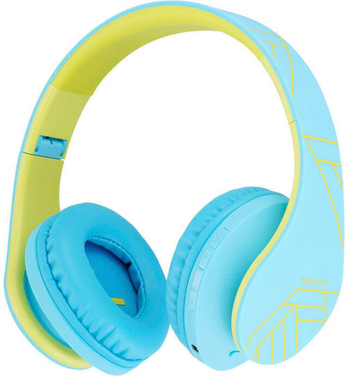 PowerLocus P2 Kids Ασύρματα / Ενσύρματα Παιδικά Over Ear Ακουστικά με Ραδιόφωνο με 20 ώρες Λειτουργίας Blue-Green