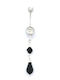 PS Silver Belly Button Piercing Made of Steel Silver / Black