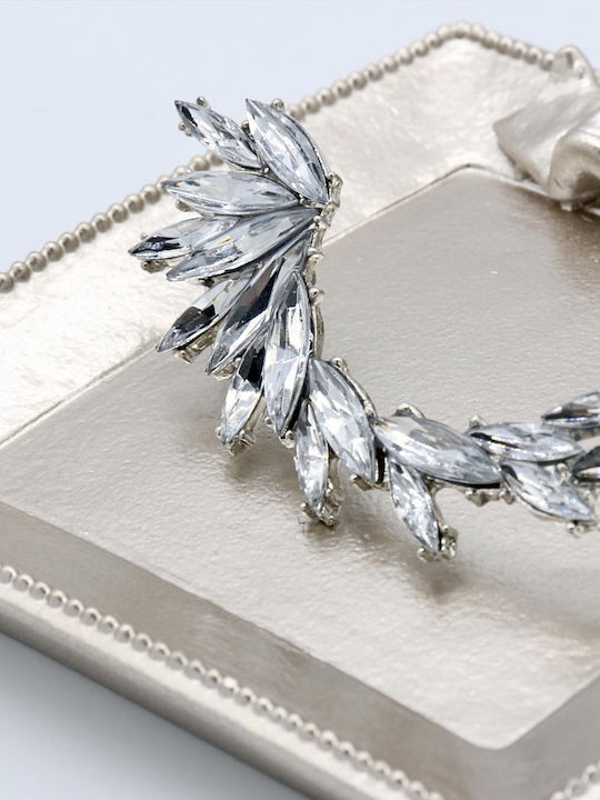 Ear Cuff Κρύσταλλα Ασημί Ασημί