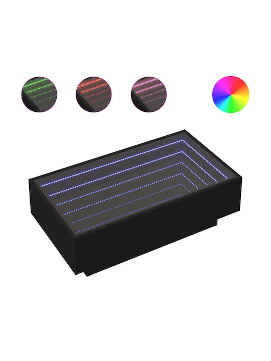 Rectangular Coffee Table Glass with LED Black V...