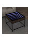 Square Side Table Glass Brown Oak M50xL50xH41cm
