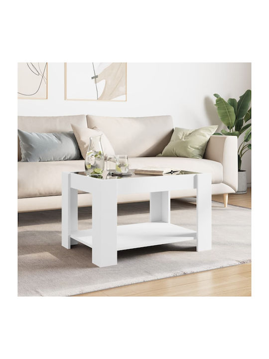 Rectangular Side Table Glass White M73xW53xH45cm