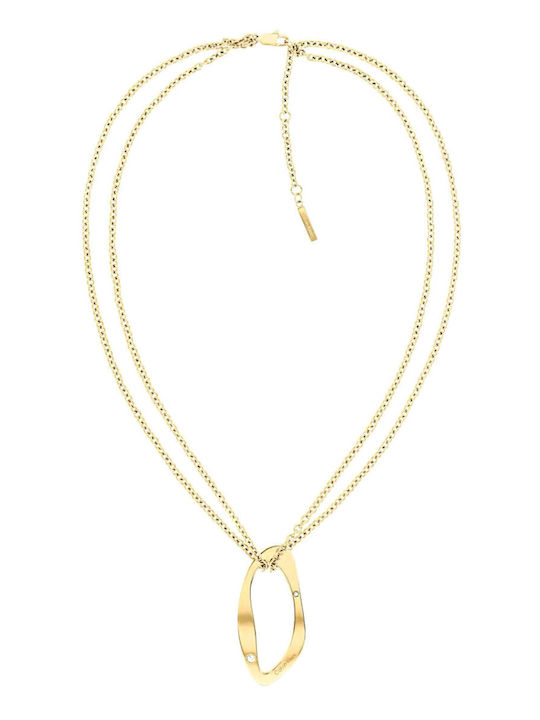 Calvin Klein Κολιέ Ατσάλι Ζιργκόν Χρυσό 35000684 Bijou Box
