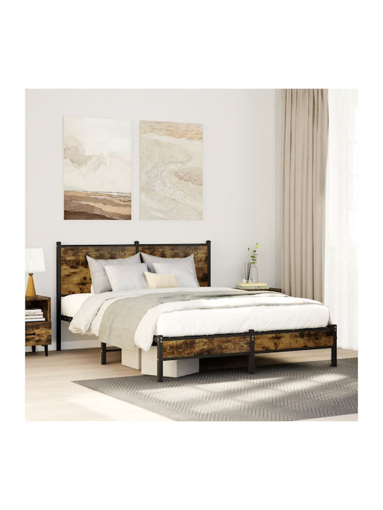 Doppelbett Aus Holz Braune mit Lattenrost Für Matratze 137x190cm