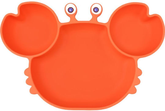 Queen Mother Baby Food Plate Crab made of Silicone Orange