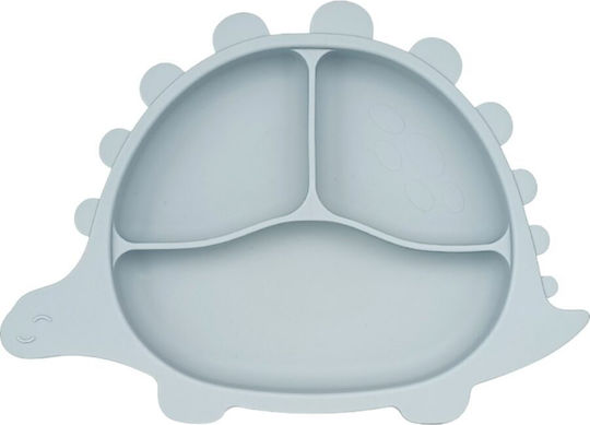 Queen Mother Children's Funny Dinosaur Food Plate Made of Light Blue Silicone