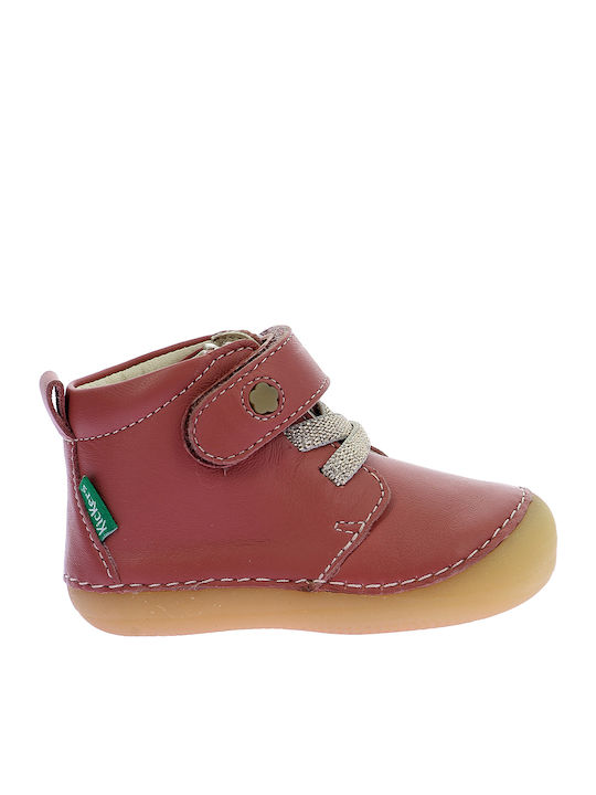 Sonizikro Leather Kids Boots with Velcro Pink