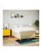 Vidaxl Boxspringbett mit Matratze Creme 160x200cm Stoff 1 Stück Doppelbett Creme