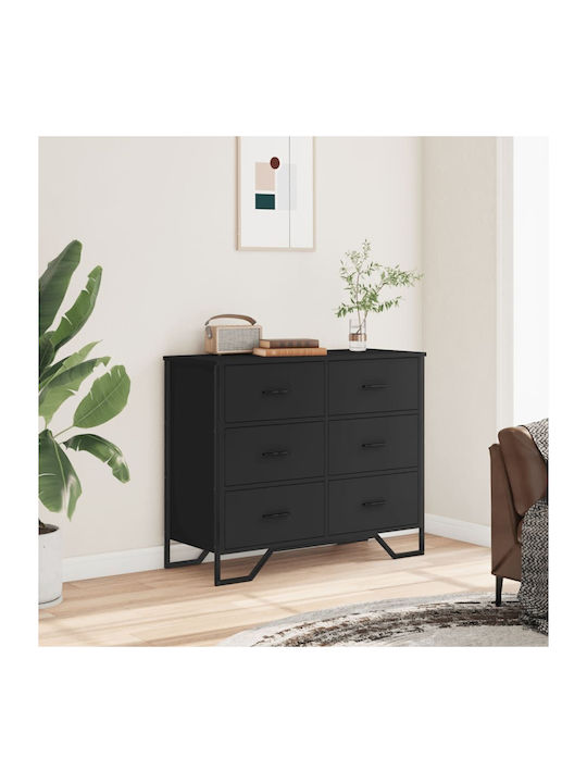 Wooden Chest of Drawers with 6 Drawers Black 91...