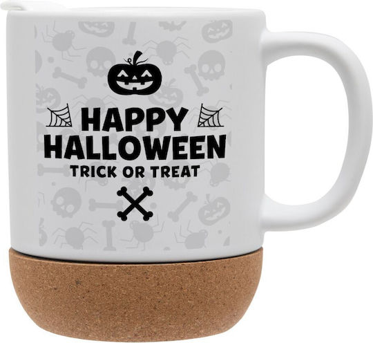 Koupakoupa Happy Halloween Pumpkin Mug Ceramic with Lid Orange 330ml