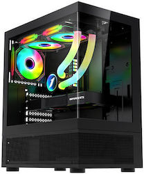 1STPLAYER MIKU Mi7-A Gaming Midi Tower Computer Case with Window Panel and RGB Lighting Black