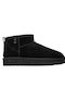 Leather Women's Ankle Boots with Fur Black
