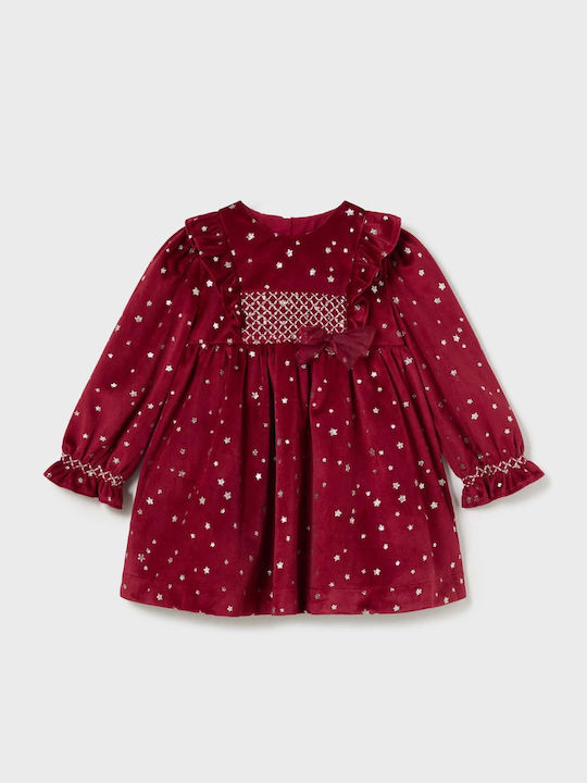 Children's Dress Long Sleeve Velvet Cherry
