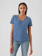 GAP Vintage Women's Blouse Cotton with V Neckline Bainbridge Blue