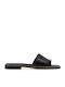 Leather Women's Flat Sandals in Black Color