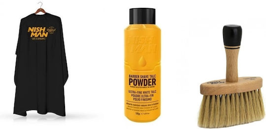Set Profesional Nishman Perie Frizerie Pudră de Talc Parfumata Frizer Profesionist