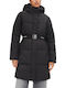 Women's Long Puffer Jacket for Winter Black