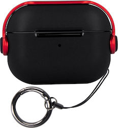 TelForceOne Headset Θήκη Σιλικόνης με Γάντζο σε Κόκκινο χρώμα για Apple AirPods 1 / AirPods 2