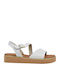 Leder Flache Sandalen für Damen mit Riemen in Weiß Farbe