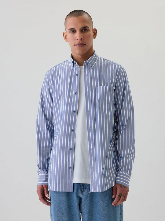 GAP Langärmlig Baumwolle Hemd Gestreift Blue