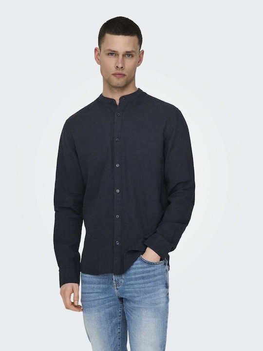 Only & Sons Long-sleeved Linen Shirt Night Sky
